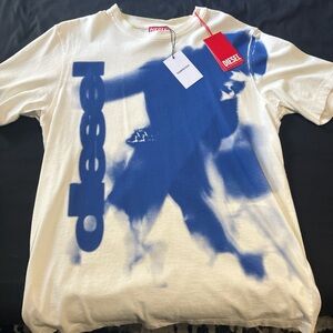 Diesel Cream and Blue Artistic T-Shirt